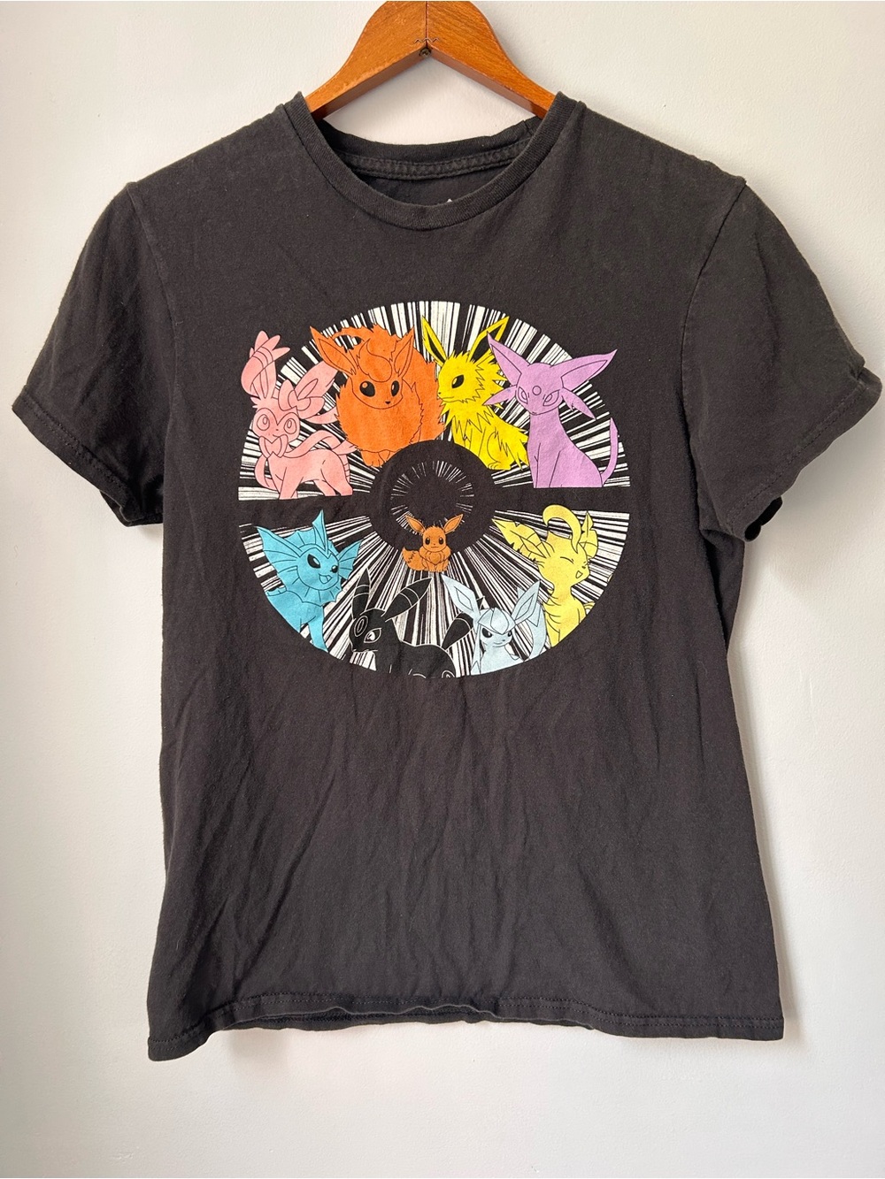 Pokemon Eevee Evolutions Black Graphic T-Shirt Sm Hybrid Apparel 2023 Anime Tee